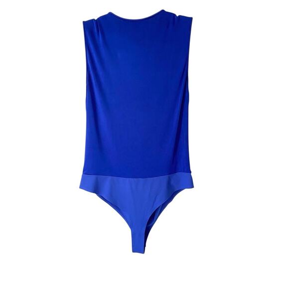 Diane Von Furstenberg Lala Blue Plunge Bodysuit size large - Picture 6 of 9